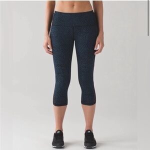 Lululemon Free Runner Crop Shatter Weave Desert Teal Alberta Lake Legging